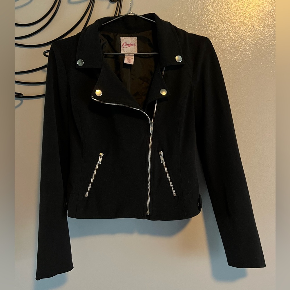 Candie's Black and Silver cloth Jacket with Motorcycle Style